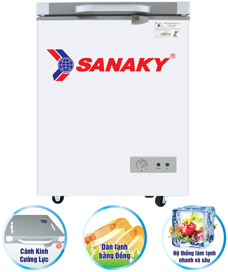 Tủ Đông Kính Cường Lực Sanaky VH-1599HYK (100L) - Xám - Hàng Chính Hãng - Chỉ Giao tại HN