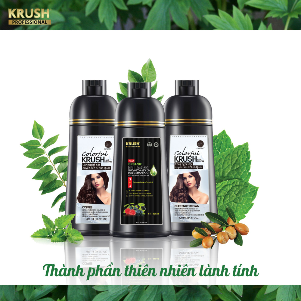  Dầu gội nhuộm tóc hữu cơ cao cấp chai 420ml Krush Anh Quốc 2
