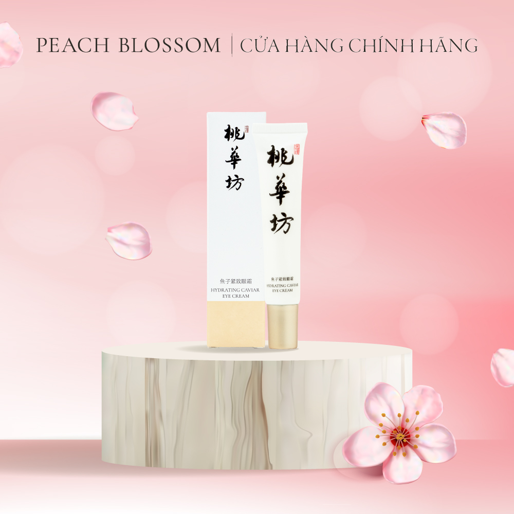 Kem Dưỡng Mắt Chống Lão Hóa Chiết Xuất Trứng Cá Tầm và Peptide Collagen, Làm Sáng Quầng Thâm Mắt Với Ngọc Trai, Tổ Yến, Làm Mờ Nếp Nhăn, Giảm Bọng Mắt Peach Blossom Hydrating Caviar Eye Cream
