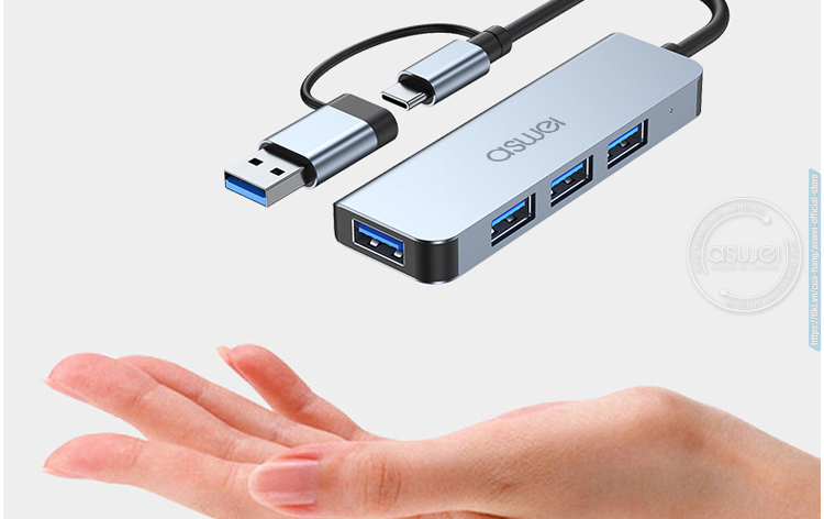 bộ chia usb, hub type c aswei 4in1