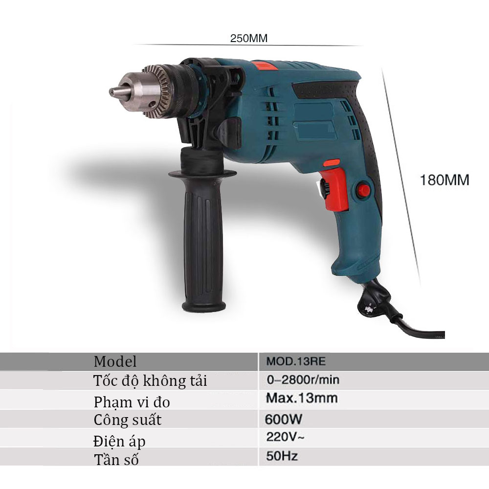 Máy khoan ABG 13RE Phi 13mm Công Suất Mạnh Mẽ Lý Tưởng, Dùng Để Khoan Lỗ Trên Các Bề Mặt Chất Liệu Như: Tường, Gỗ, Thép, Bê Tông Có Tính Ứng Dụng Cao Với Thiết Kế Nhỏ Gọn, Dễ Sử Dụng- Hàng Chính Hãng.