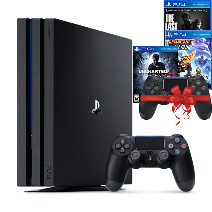 Bộ máy PS4 Pro 2TB kèm 2 tay bấm + 3 đĩa game Uncharted 4, Ratchet & Clank, The Last Of Us -Playstation chính hãng