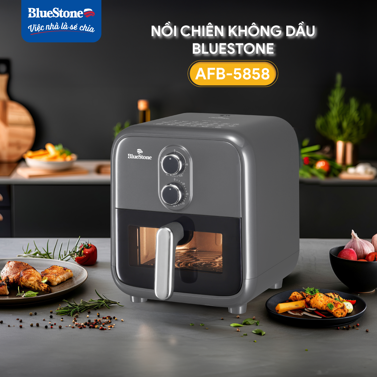 Nồi Chiên Không Dầu BlueStone AFB-5858 7 Lít 1800W - Hàng Chính Hãng
