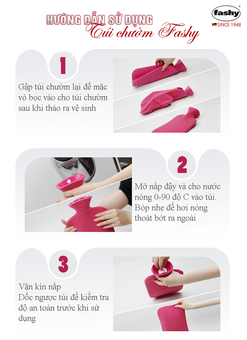 Túi chườm nóng lạnh nhập khẩu 100% từ Đức thương hiệu Fashy dòng cổ điển, tiêu chuẩn chất lượng Châu Âu giúp giảm các cơn đau kỳ kinh nguyệt, đau đầu,... hạ sốt tự nhiên, phù hợp cho người lớn, nhiều màu sắc