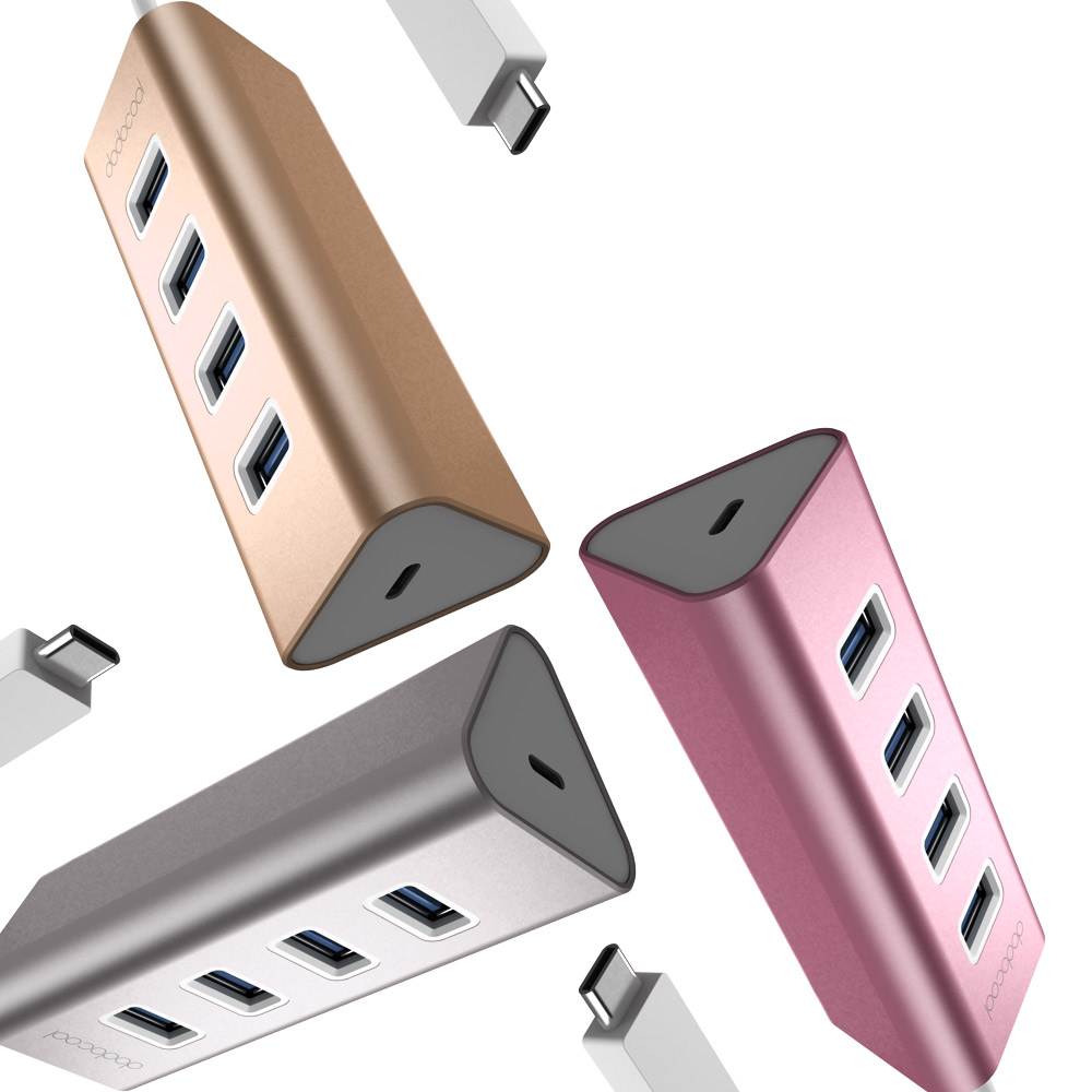 Hub Chuyển USB Type-C Sang 4 Cổng USB 3.0 Dodocool Tích Hợp Cổng Sạc PD USB-C Cho New MacBook