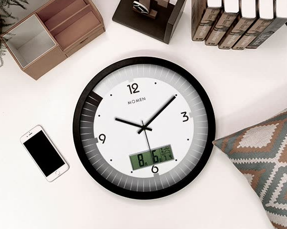 Momen wall clock creative LCD multi-function clock fashion living room modern clock bedroom wall clock hanging table quartz clock