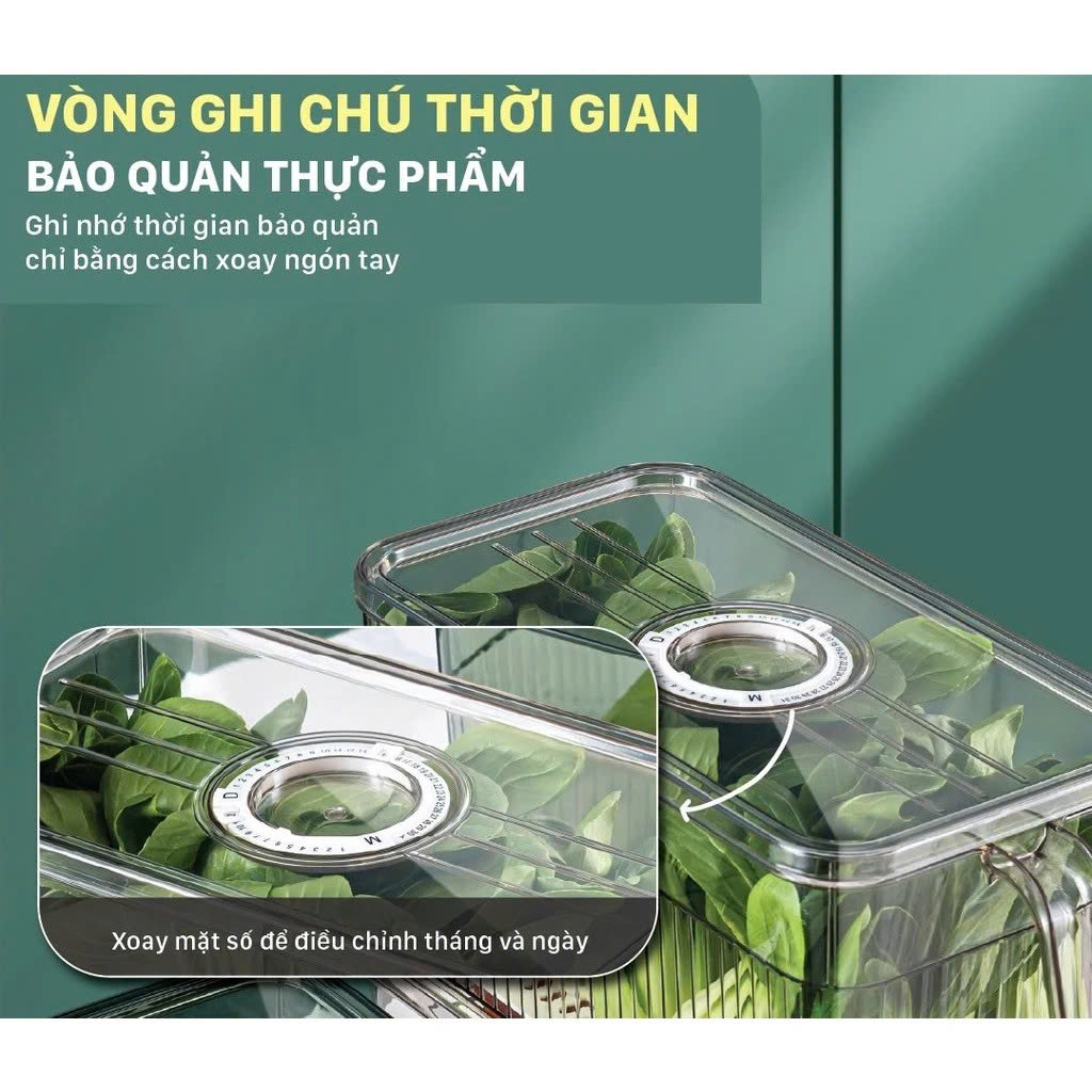 Hộp Đựng Thực Phẩm 3L Có Nắp Tách Nước Và Tay Cầm Tiện Lợi – Hộp Bảo Quản Đồ Ăn Tủ Lạnh - Hộp Lạnh - HÀNG CHÍNH HÃNG MINIIN