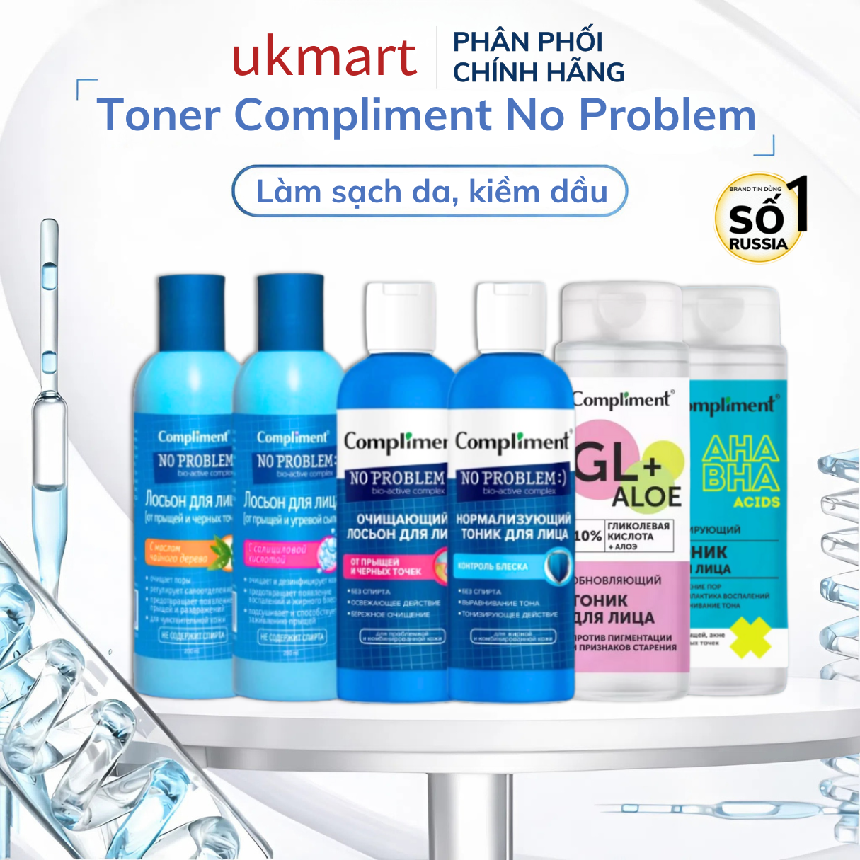 Toner Compliment No Problem Salicylic Acid Làm Sạch Da Kiềm Dầu Giảm Mụn 200ml