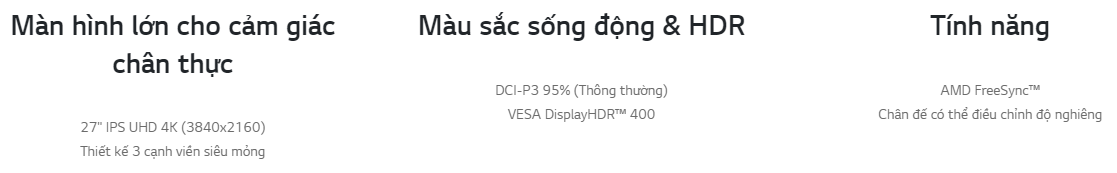 Màn hình máy tính LG UHD 4K 27'' IPS VESA DisplayHDR 400 27UP600K-W - Hàng chính hãng