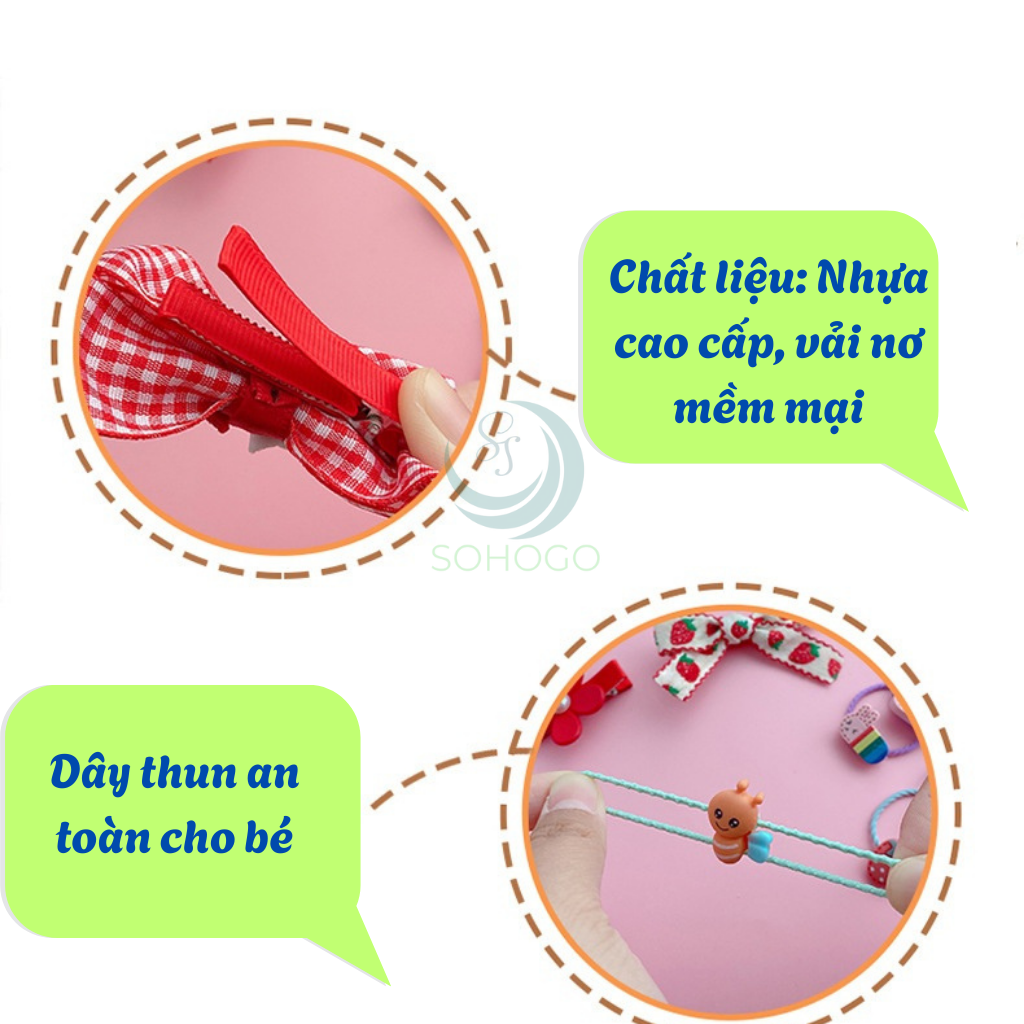 Túi Hộp Kéo 28 Chi Tiết Kẹp Tóc Dây Cột Tóc Làm Quà Tặng Dễ Thương Phụ Kiện Tóc Cho Nữ Và Bé Gái