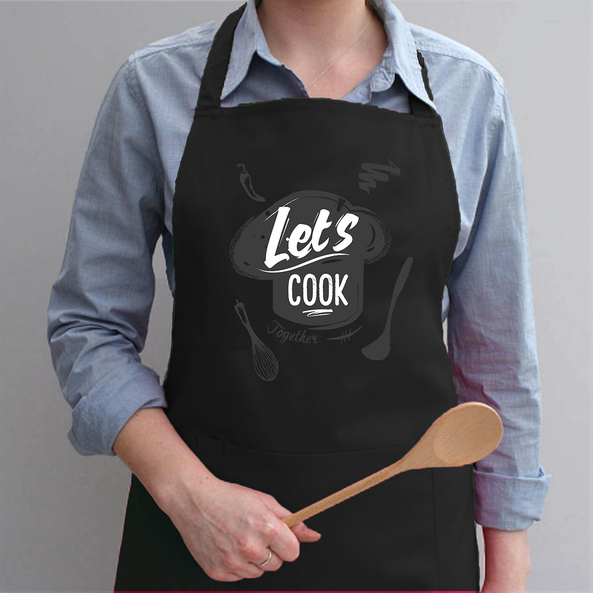 Tạp Dề Làm Bếp In họa tiết Lets cook