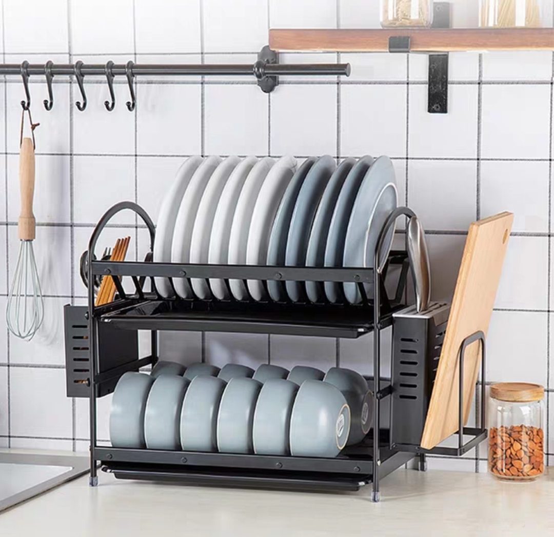 Kệ úp chén, dĩa inox 2 tầng đa năng sơn tĩnh điện
