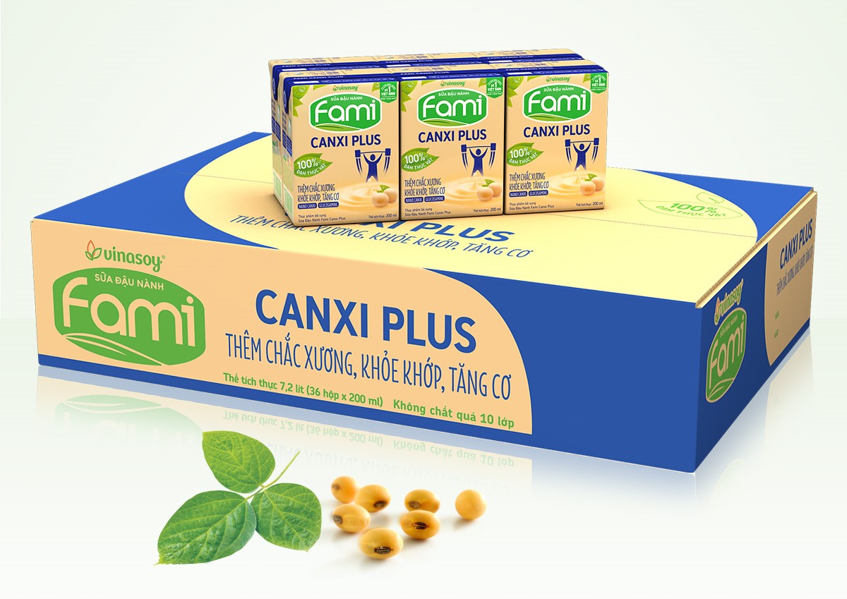 Thùng sữa đậu nành Fami Canxi Plus  hộp (200ml x 36 hộp)
