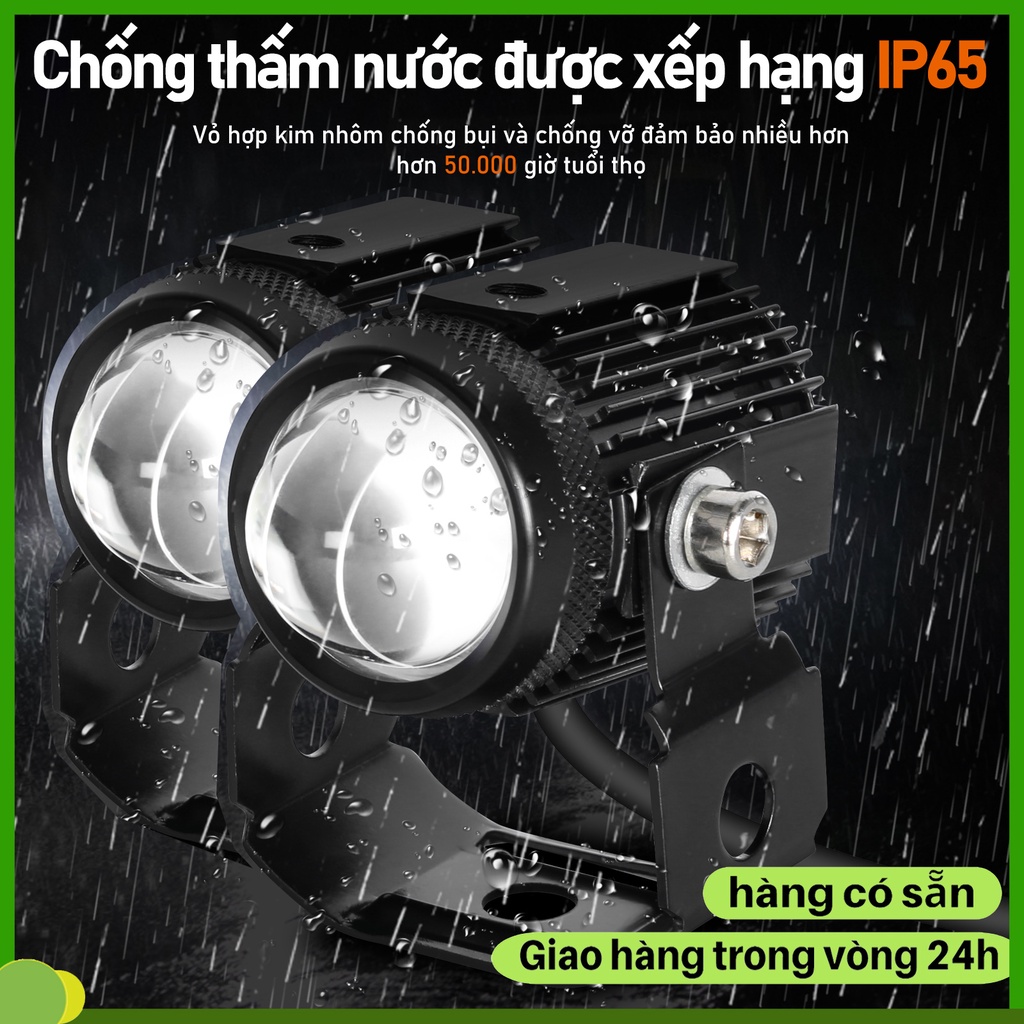 đèn trợ sáng bi cầu mini Lắp Ô tô Xe Máy Pha Bi Cầu Chống không thấm nước Chói Cắt Sáng Chùm cao và thấp
