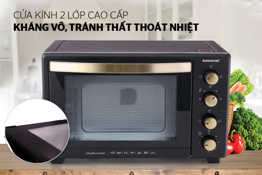 Lò Nướng Sunhouse SHD4238 - 38L (Đen) - Hàng chính hãng