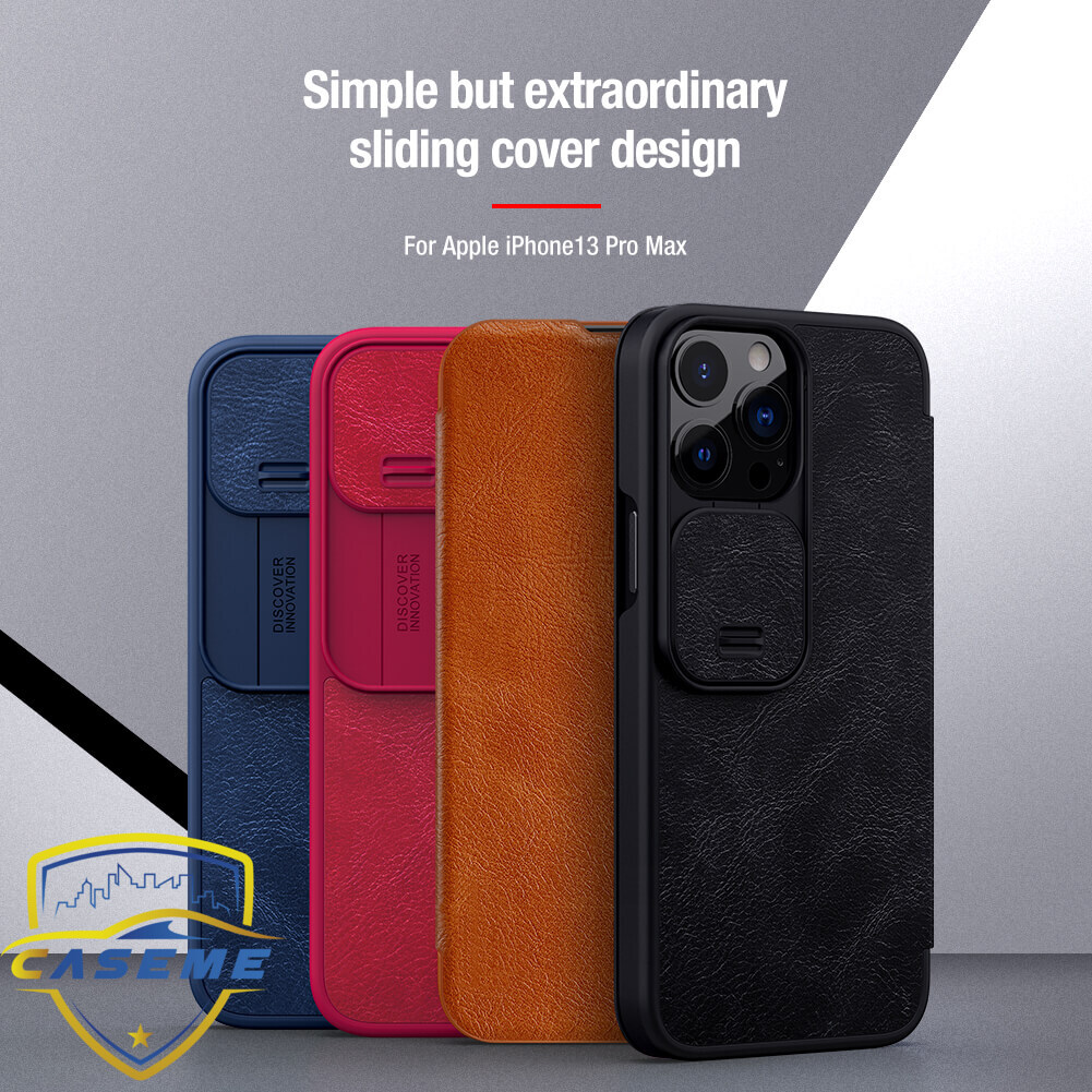 Bao da dành cho iPhone 13 Pro Max hàng chính hãng Nillkin QIN có nắp trượt bảo vệ camera
