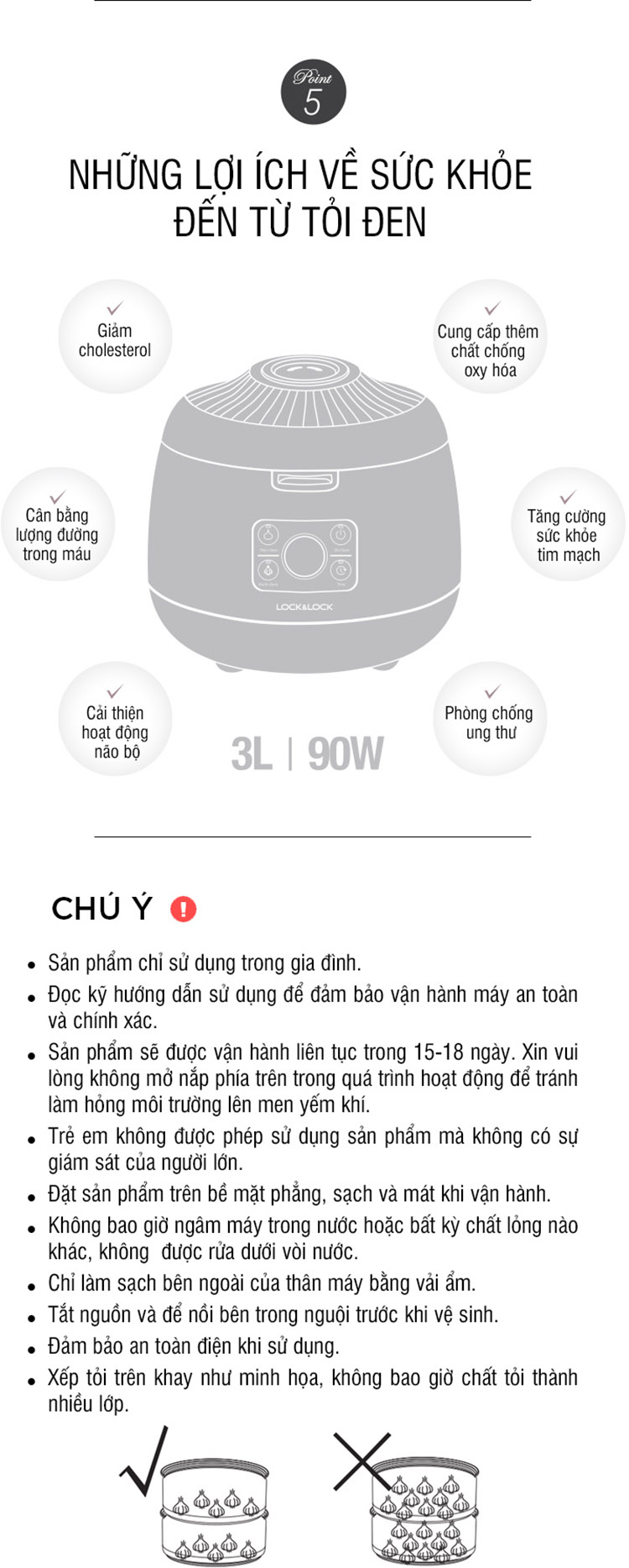 Máy Làm Tỏi Đen Lock&Lock EJR136PUP (3 Lít) - Hàng Chính Hãng