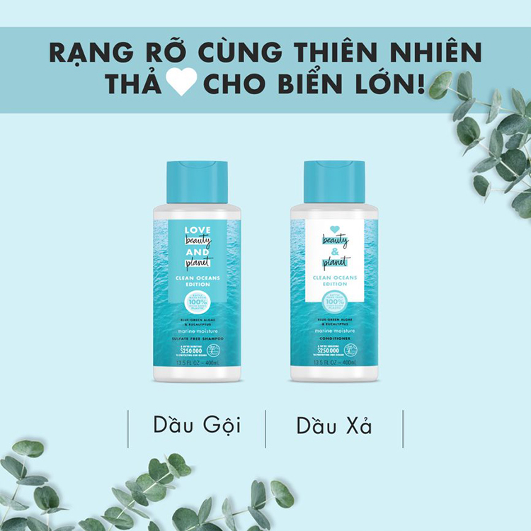 Combo Gội Xả Love Beauty And Planet Tảo Biển Dưỡng Ẩm (400ml x 2)
