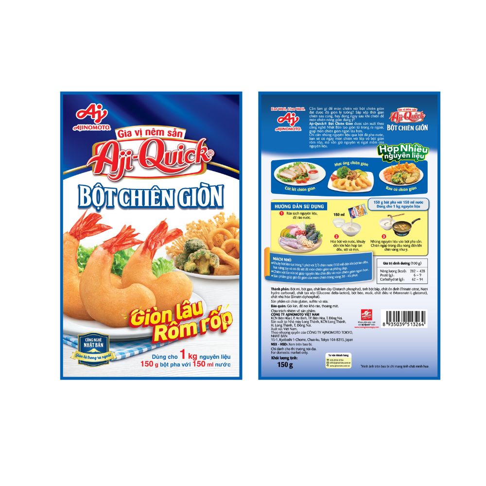 Combo 4 Gói Gia Vị Nêm Sẵn Aji-Quick® Bột Chiên Giòn 150g/Gói
