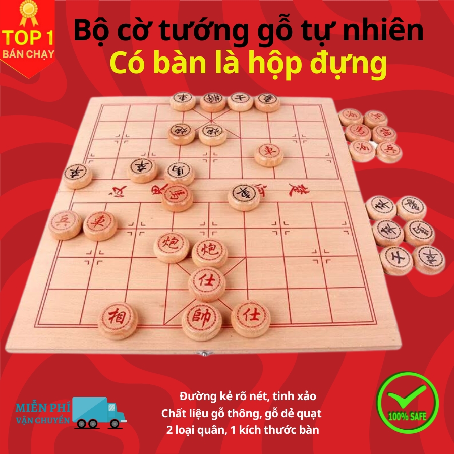 [GỖ TỰ NHIÊN CAO CẤP] Bộ cờ tướng gỗ sồi cao cấp kích thước 40 x 35cm, Bộ cờ tướng cao cấp khắc nét tinh xảo có bàn là hộp đựng gấp gọn - Hàng chính hãng D Danido