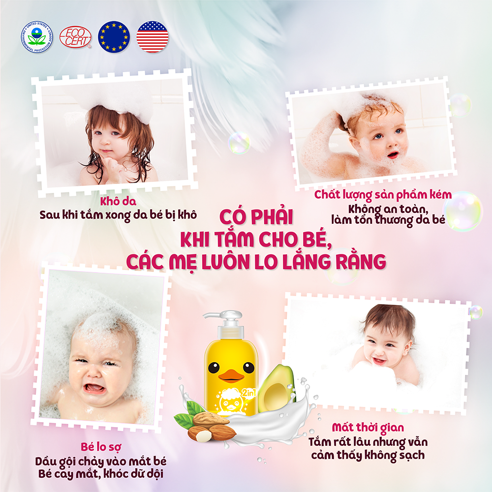 Sữa tắm gội toàn thân KHÔNG CAY MẮT 2 in 1 trẻ em Rubber Duck 400ml_AN TOÀN CHO TRẺ SƠ SINH 3