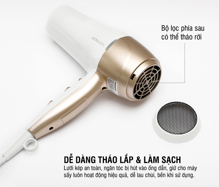 Máy Sấy Tóc Lock&Lock - Trắng ENA136WHT 2000-2200W - Hàng chính hãng