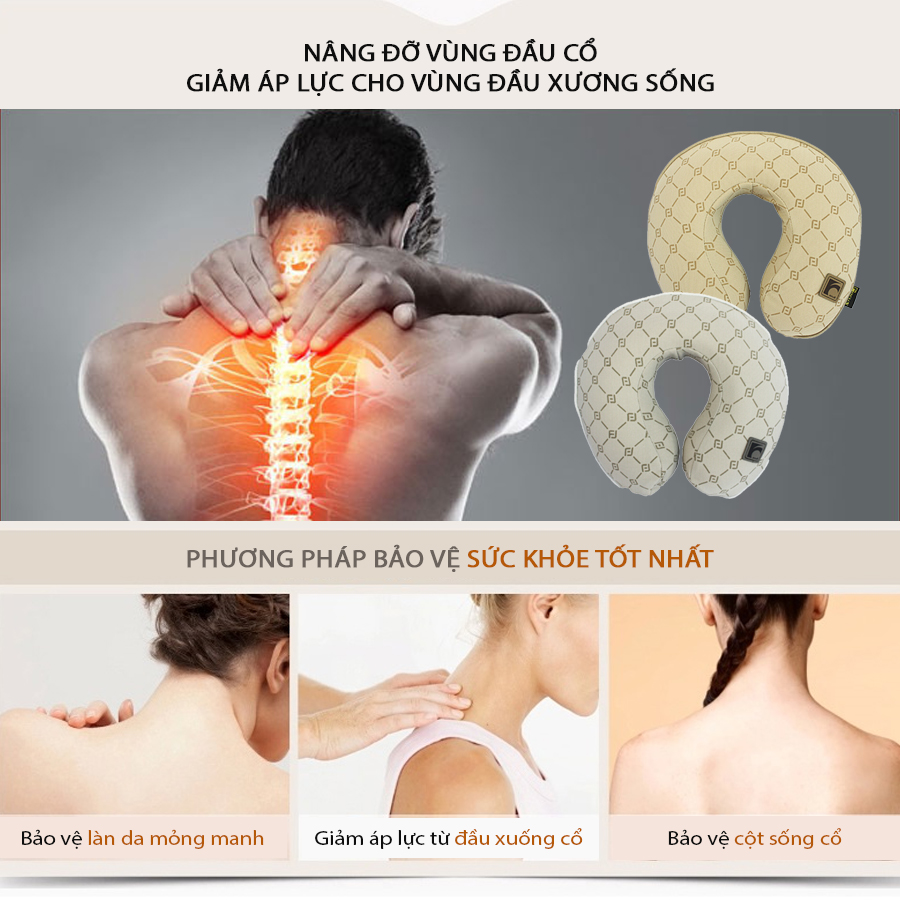 Gối đầu chữ U cao su non FOCUS Gu F-UM01F-B màu xám