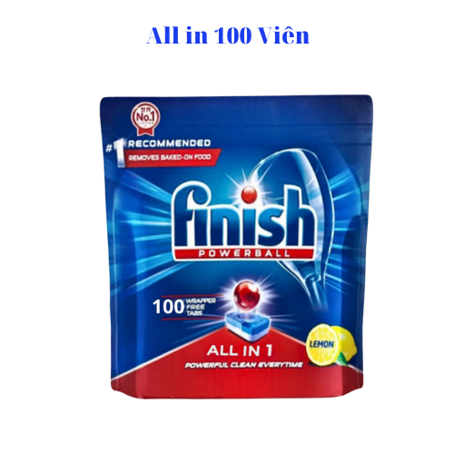combo Viên rửa bát finish all in one 100 viên + Muối rửa bát finish 1.5kg  cho Máy rửa bát