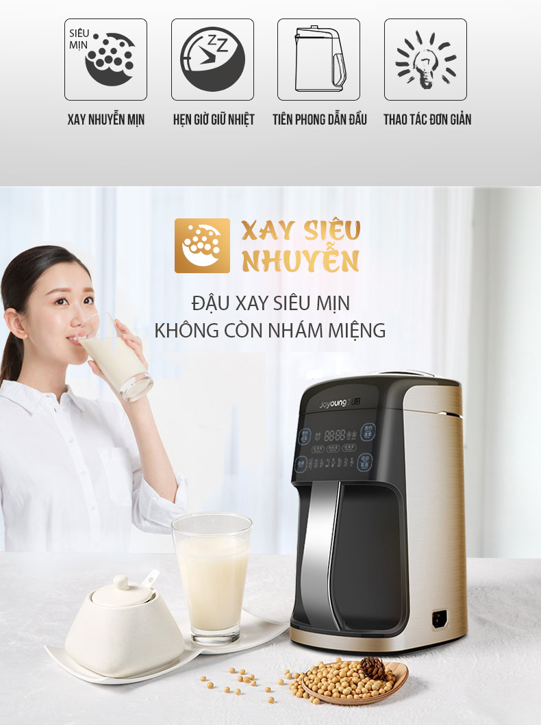 Máy Làm Sữa Đậu Nành Nguyên Xác, Máy Làm Sữa Hạt, Máy Xay Sinh Tố Đa Năng Joyoung DJ13S-P90 - Hàng Chính Hãng
