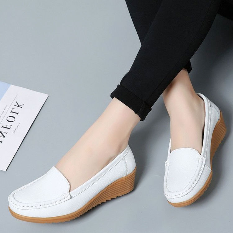 Women's oxford loafer thick bottom flats slip-on casual shoes