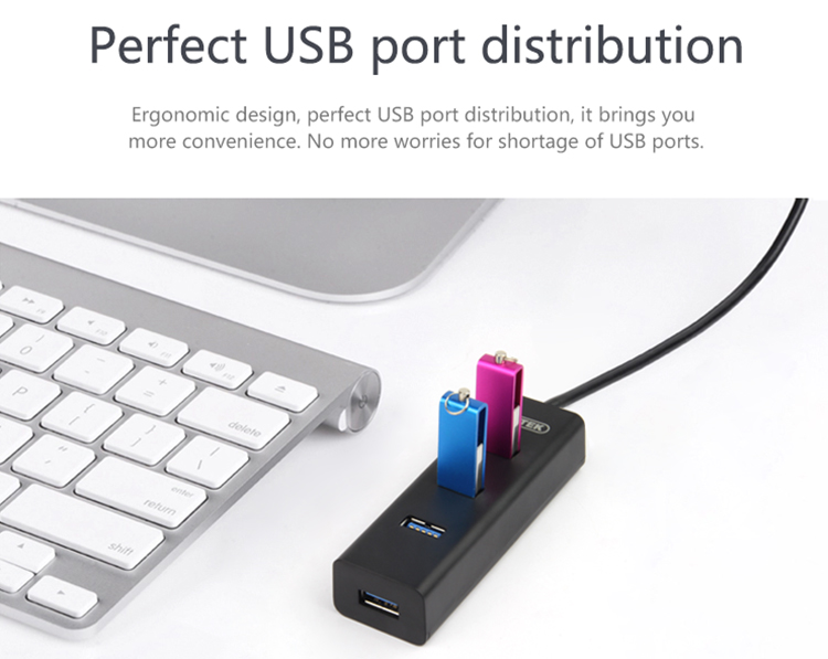 Hub Chia USB 4 Cổng Chuẩn 3.0 Unitek Y-3089 Tích Hơp Chức Năng Sạc - Hàng Nhập Khẩu