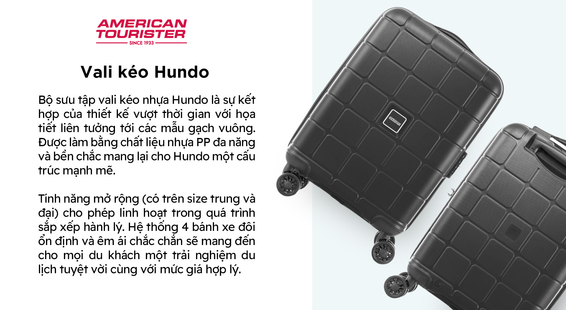 Vali kéo American Tourister Hundo Spinner EXP TSA