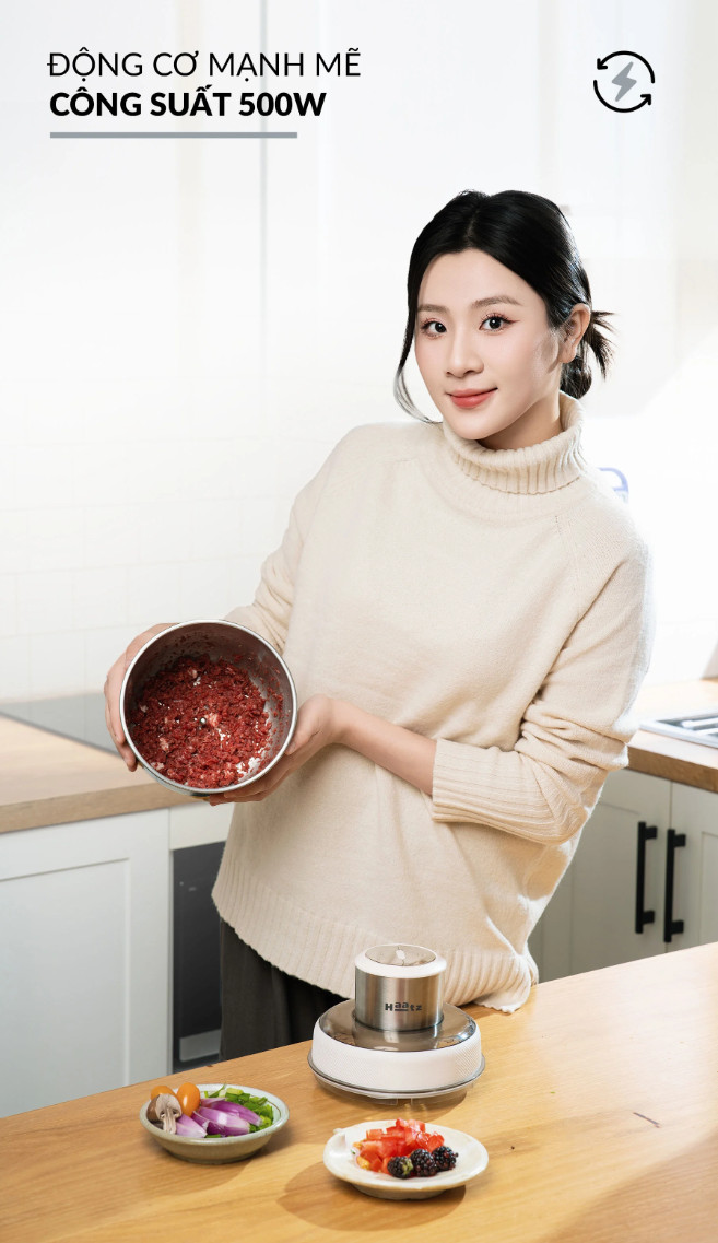 Máy Xay Thịt Haatz HMG168 (CIM382) - Cối inox 2,5L Cối Thủy Tinh 0,6L - 500W Kèm Phụ Kiện Đánh Ruốc - Hàng Chính Hãng Bảo Hành 2 Năm