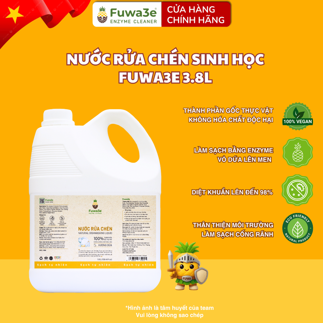 Nước rửa chén hữu cơ enzyme sinh học dứa Fuwa3e 3.8L 