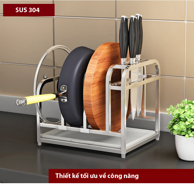kệ dắt dao thớt inox 304 màu trắng để bàn