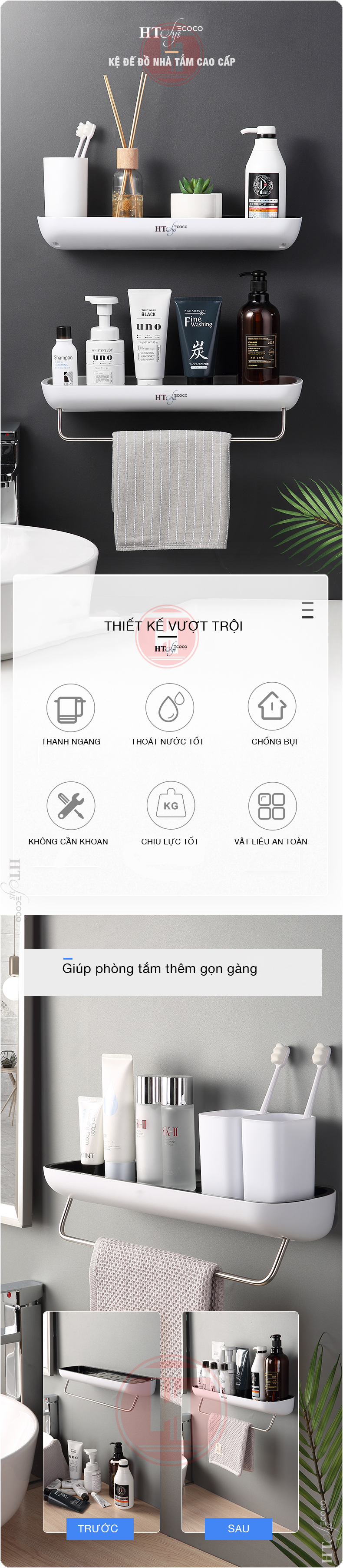 Kệ để đồ nhà tắm cao cấp HT SYS- ECOCO