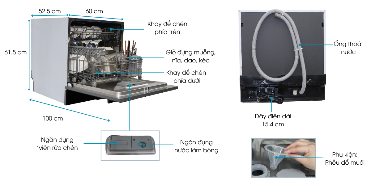 kích thước máy rửa chén EDW-UF6080BL màu đen