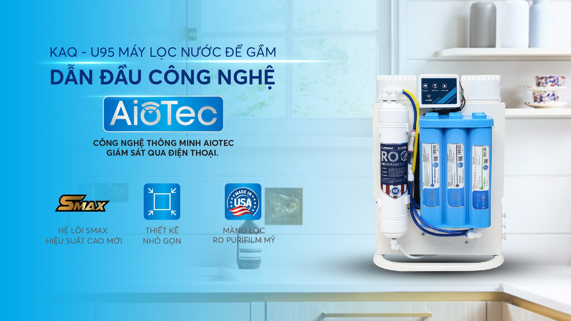 Máy lọc nước Karofi KAQ-U95 - hàng chính hãng