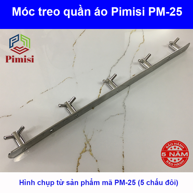 Hình ảnh thược tế mặt sau dán tường móc treo quần áo inox 304 Pimisi PM-17 (7 chấu)