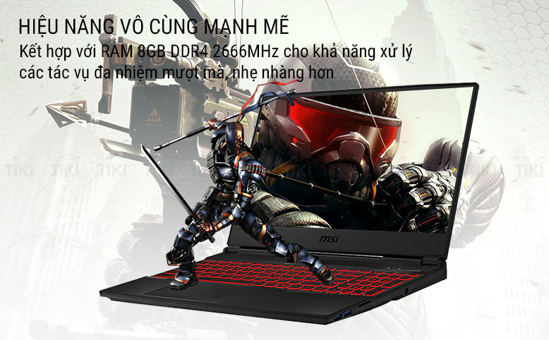 Laptop MSI GL65 9SDK-254VN (Core i7-9750H/ 8GB DDR4 2666MHz/ 512GB SSD M.2 PCIE/ GTX 1660Ti 6GB/ 15.6 FHD IPS 120Hz/ Win10) - Hàng Chính Hãng