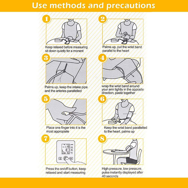Sphygmomanometer Wrist Sphygmomanometer Portable White Supervise Fully Automatic