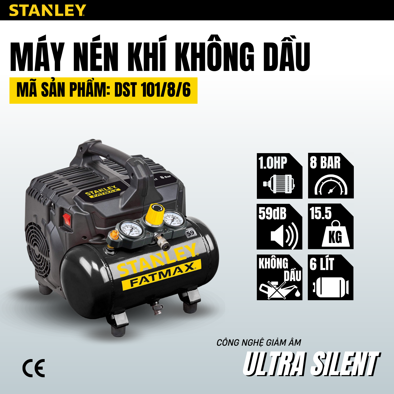 Máy nén khí không dầu Stanley Fatmax DST101/8/6