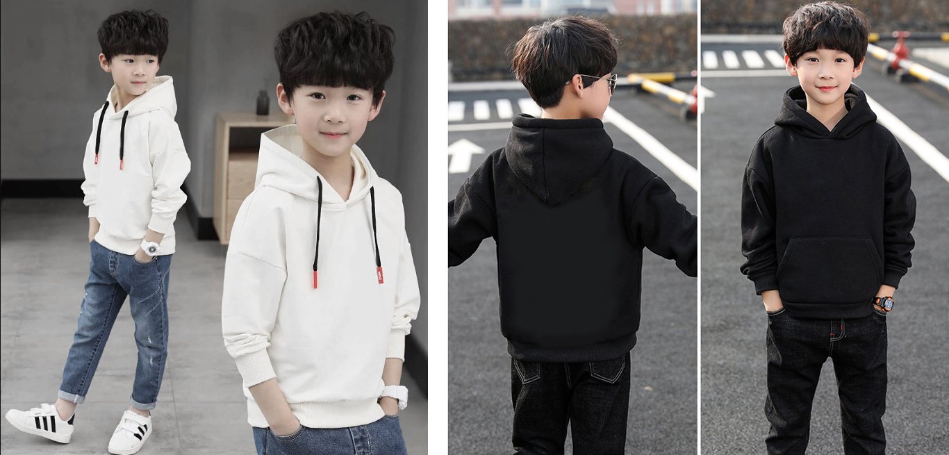 Áo Hoodie WinBeen Dáng Unisex Đủ Size Cho Bé Trai và Bé Gái Loại Áo Khoác Chui Đầu Trơn 1