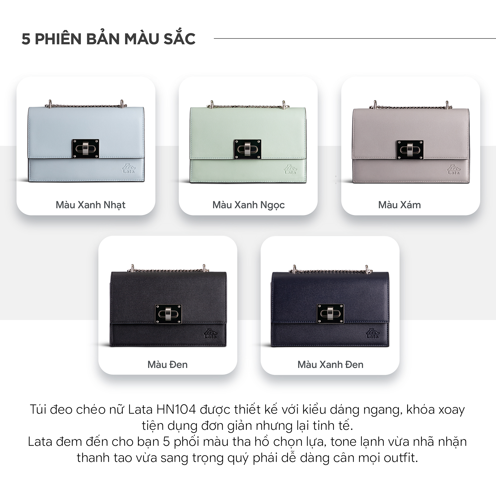 Túi Lata ( Thời trang nữ đi chơi size 21- Túi đeo chéo da HN104 )