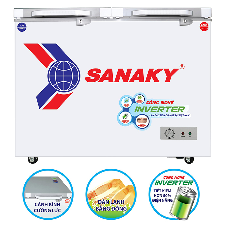Tủ Đông Kính Cường Lực Inverter Sanaky VH-2599A4K (208L) - Xám - Hàng Chính Hãng - Chỉ Giao tại HCM