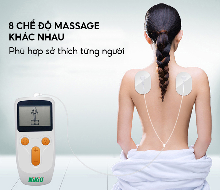 Máy massage xung điện pin sạc 8 miếng dán Nikio NK-101