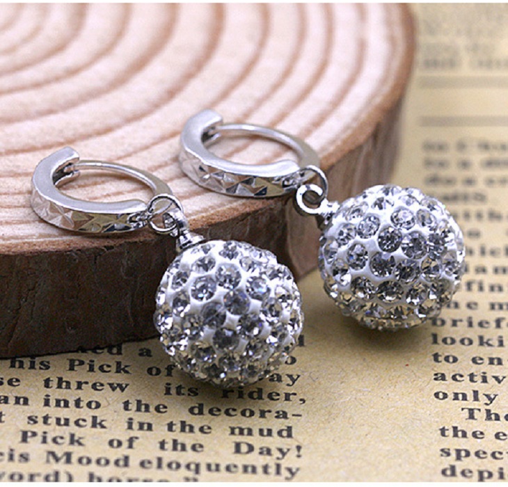 Bông tai nữ tòng teng siêu dễ thương đính đá zircon sang trọng, cườm giả ngọc 