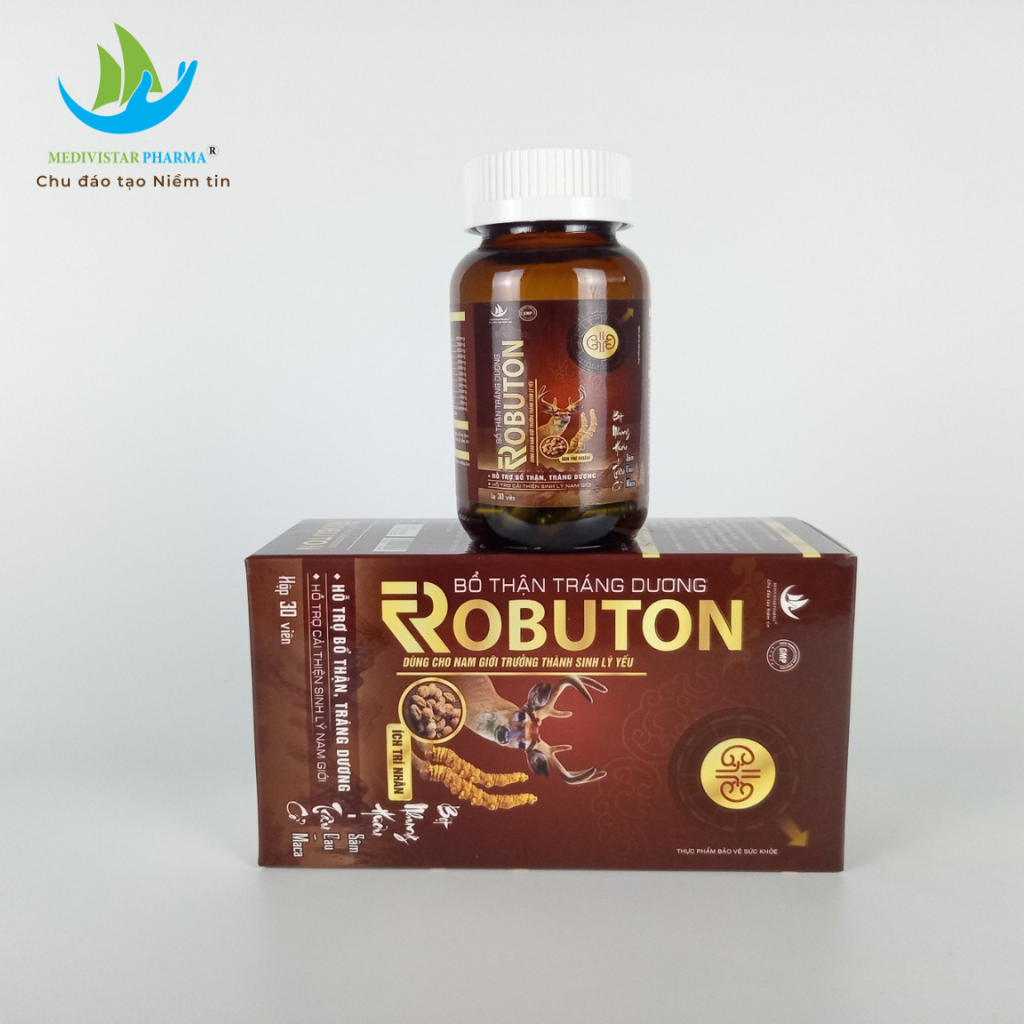 Bổ Thận Tráng Dương ROBUTON Với 8 Loại Thảo Dược Giúp Cải Thiện Sinh Lý Nam An Toàn, Hiệu Quả Hộp 30 Viên Nang