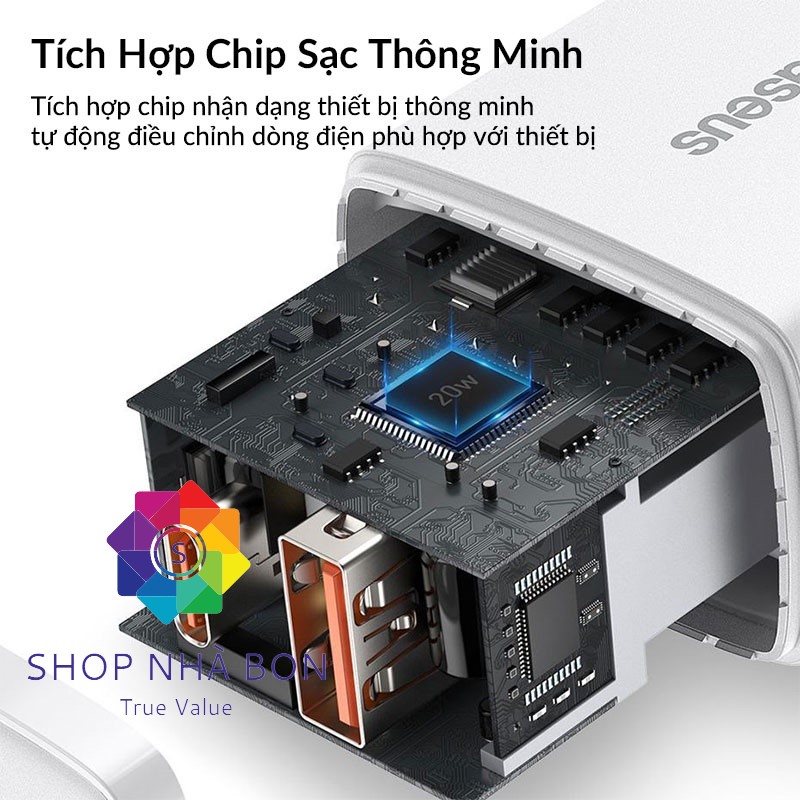 Cốc sạc nhanh Baseus Dual Quick Charger 20W - Hàng chính hãng