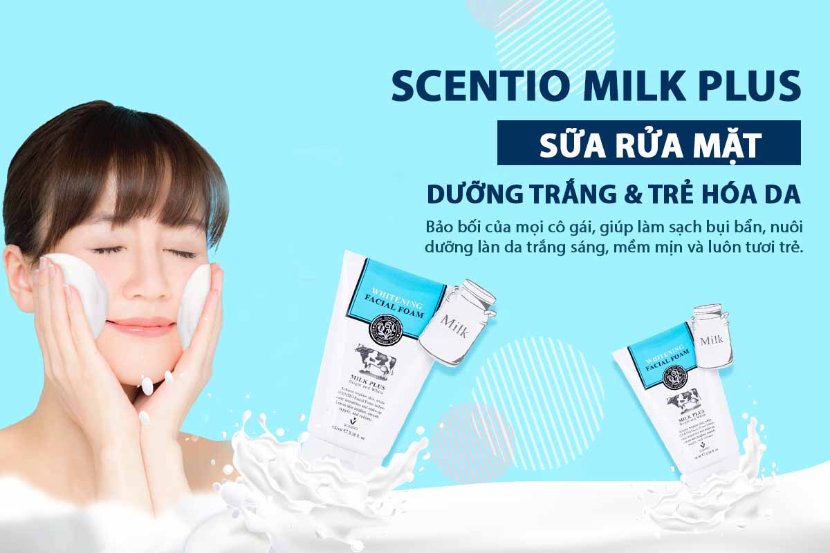 Sữa rửa mặt tạo bọt dưỡng trắng Milk Plus